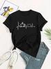 Coffee Print Crew Neck T-shirt, Casual Loose Short Sleeve Fashion Summer T-Shirts Tops, Women's Clothing