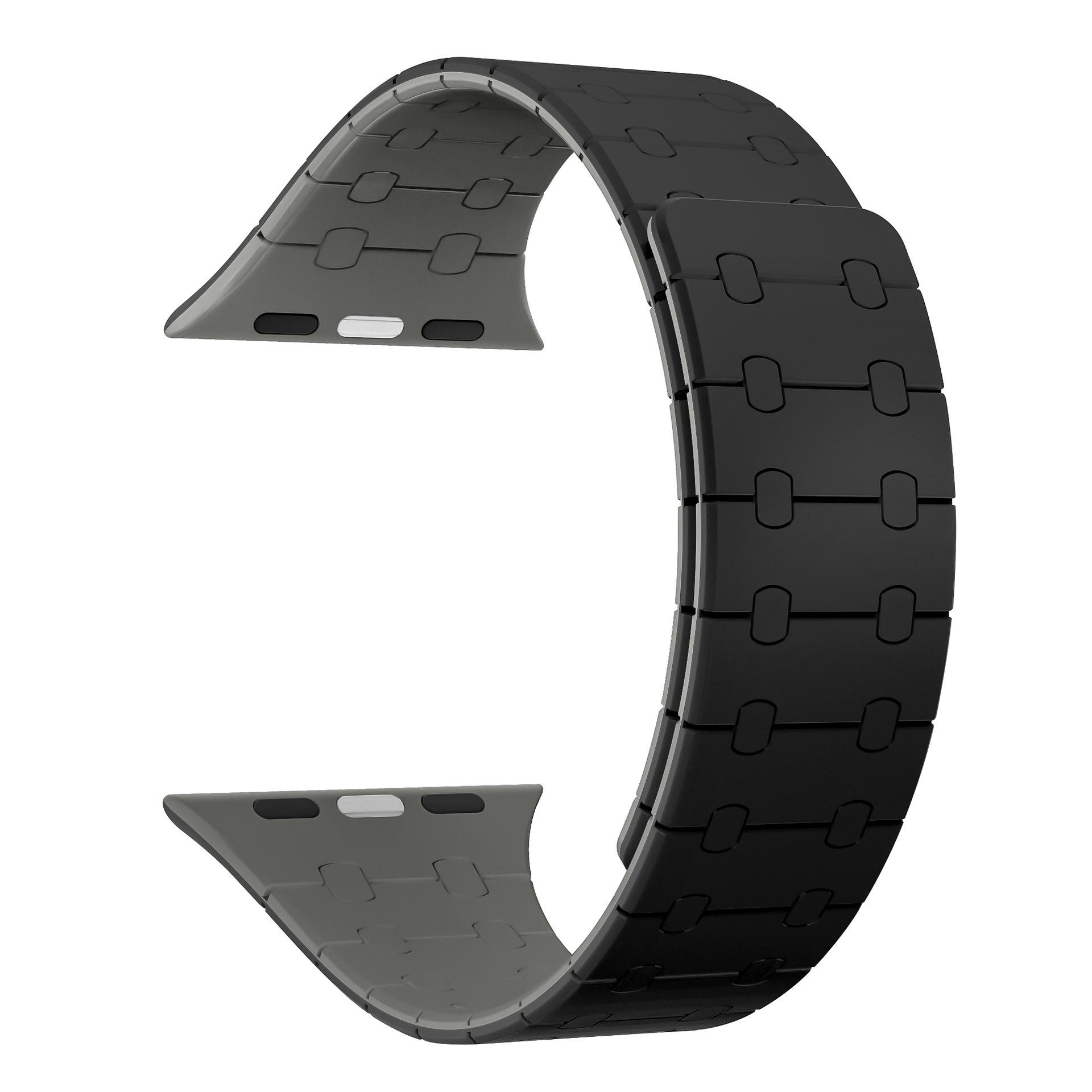 Ultra Color Contrast Silicone Magnetic Strap Smart Watch Bands for Apple Watch and IWatch Applewatch987654 42/44/45/46/49mm черный серый