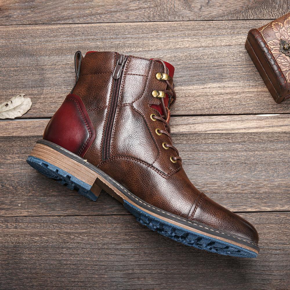 American Style Men Boots Brand Fashion Comfortable Ankle Boots Leather