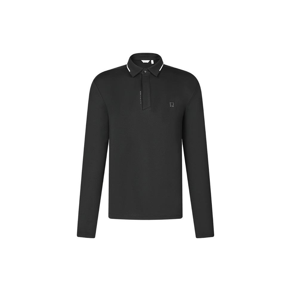 

FILA Golf Series Solid Color Elite Long Sleeve Polo Shirt Men tops Deep-Black A11M345209FBK L