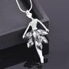 Elegant Charm Dancer Cubic Zirconia Blue White Color Dress Pendant Long Necklace For Women Retro Fashion Jewelry