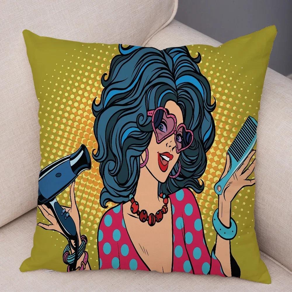 Home Decor Pop Art Style Women With Money Pillow Pattern Cushion Cover Suitable For Sofa Bedroom Car Pillow Cover