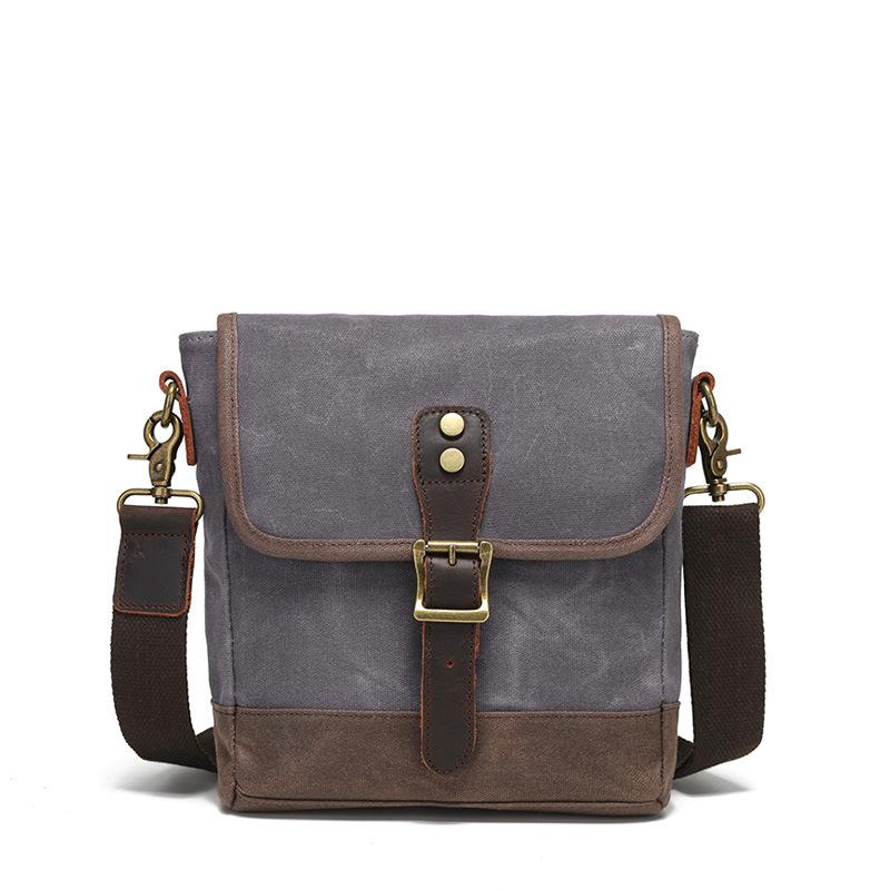 Vintage Canvas Shoulder Bag Fashion Crossbody Bag Wear-resistant Small Chest Bag Men's Leather Briefcase