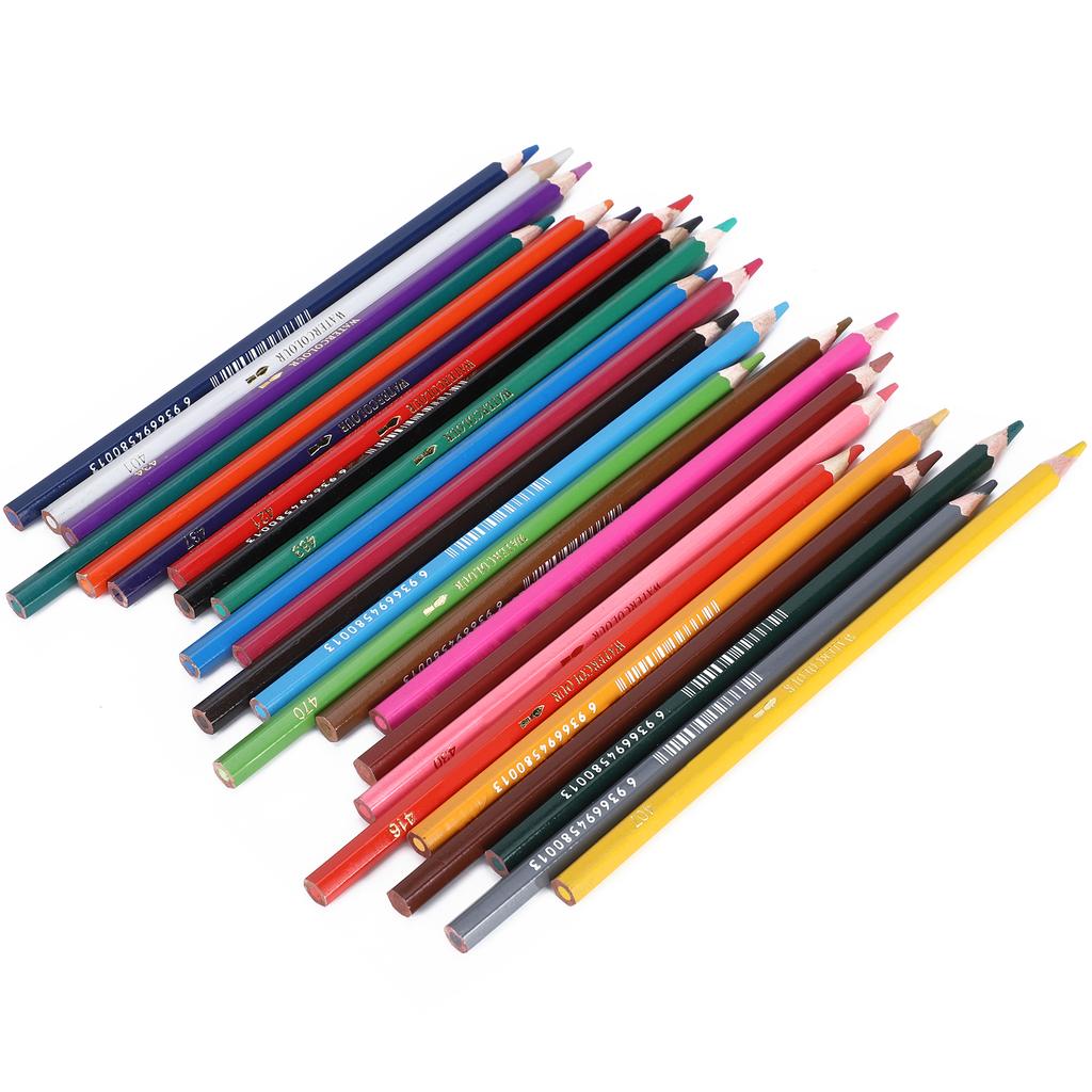24Pcs Colored Pencil WaterSoluble Multicolor Iron Bucket Packed Children s Painting Tools