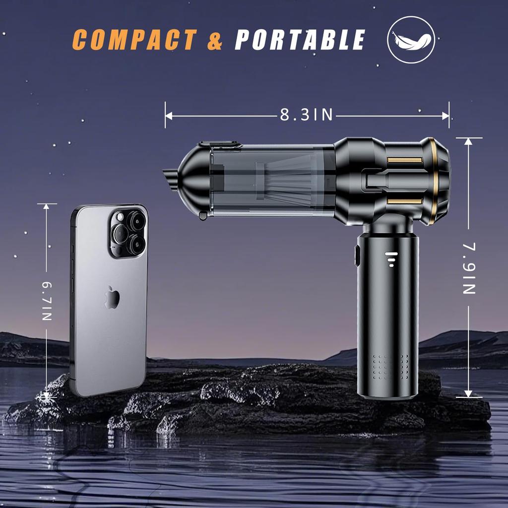 1 Pc Cordless Compressed Duster & 4-in-1 Vacuum Cleaner with 136000 & Brushless Motor with 16000Pa | Powerful Blower for PC | Car | Home Cleaning |