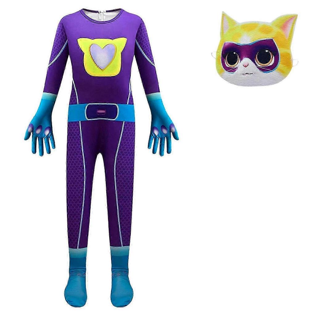 Kids SuperKitties Jumpsuit With Mask Halloween Cat Cosplay Outfit Dress Up