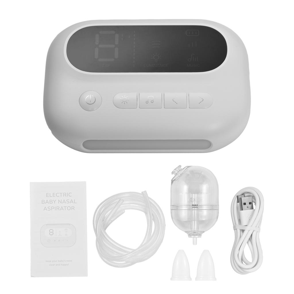 Electric Baby Nasal Aspirator Rechargeable Nose Suction Nose Cleaner with 2 Silicone Tips & Suction