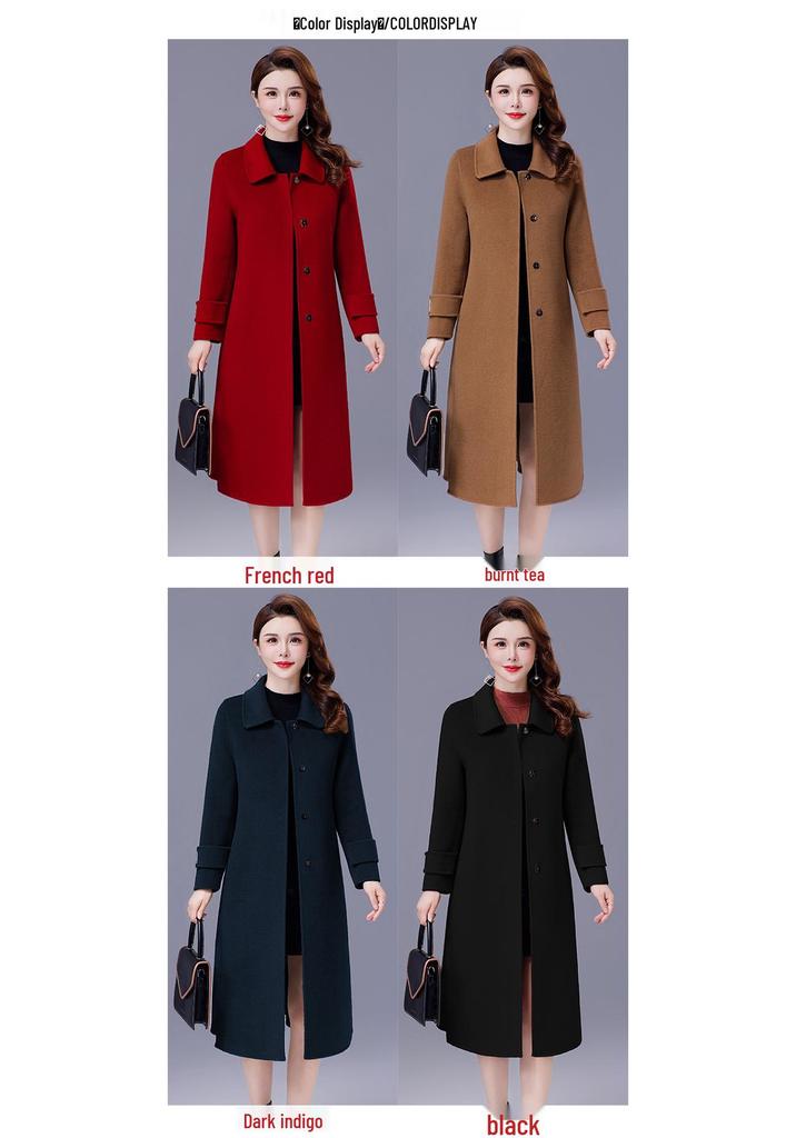 Women's Slim-Fit Double-Faced Wool Coat, Flattering Design for Middle-Aged Fashion, 2026 New Style