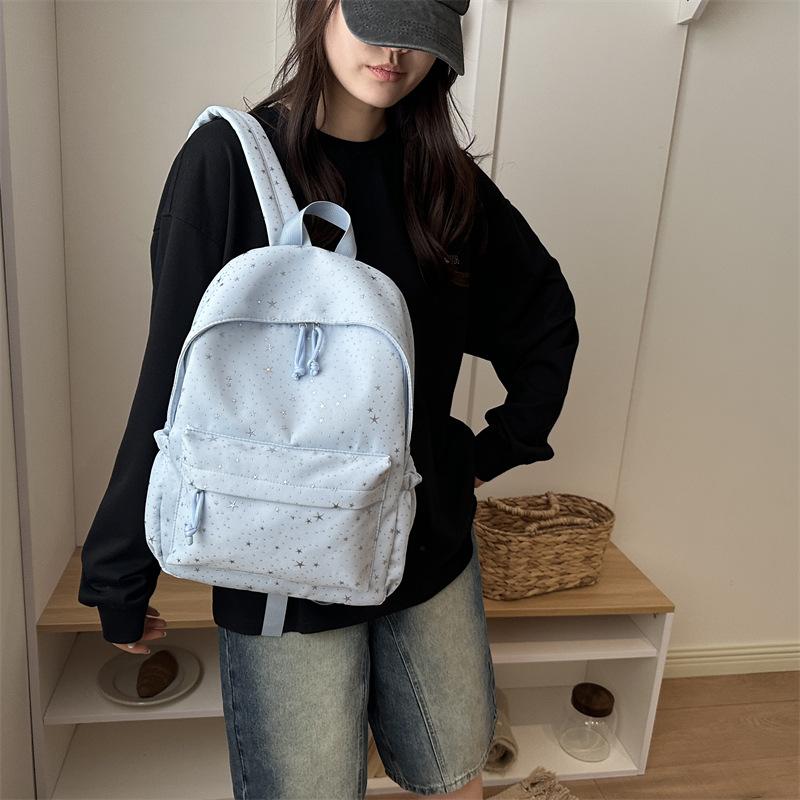 Schoolbag Casual Star Backpack for Women, Large Capacity, Japanese Fresh Schoolbag, New Simple Fashion Commuter Backpack