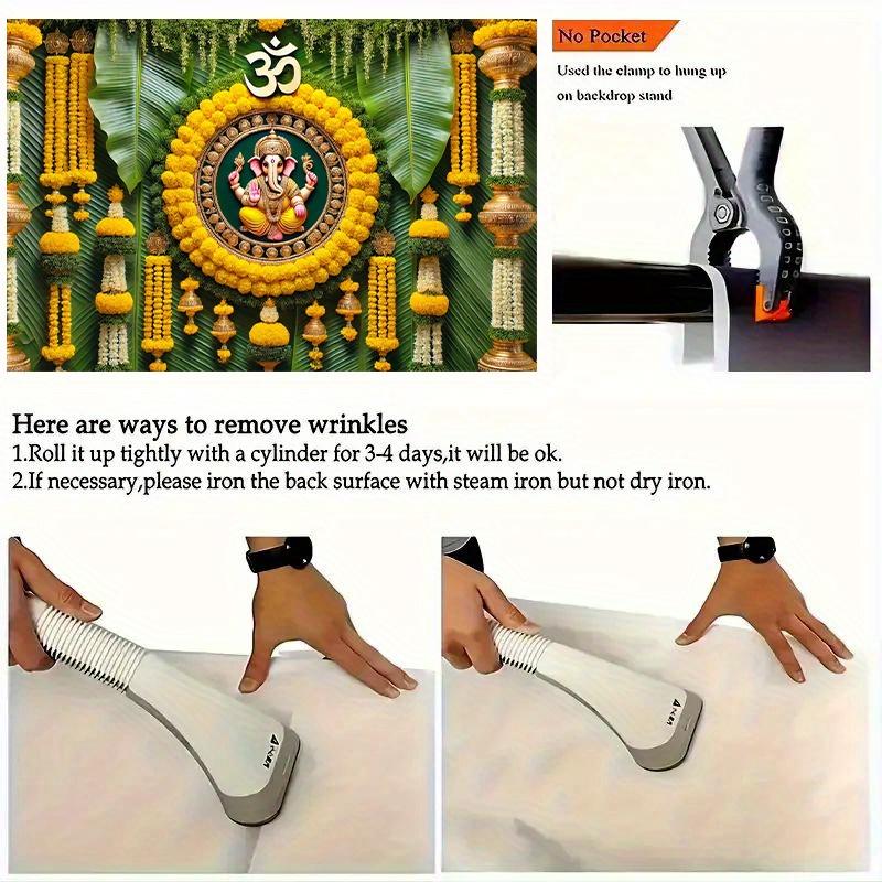 One 2D Background Cloth, a Vivid Polyester Fiber Background Cloth Decorated with Beautiful Traditional Hindu Flowers