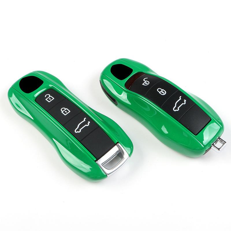 Car Remote Key Fob Shell Cover Python Green For Porsche Porsche Panamera Cayenne Taycan 711 918 Macan Boxster Cayman Key Case