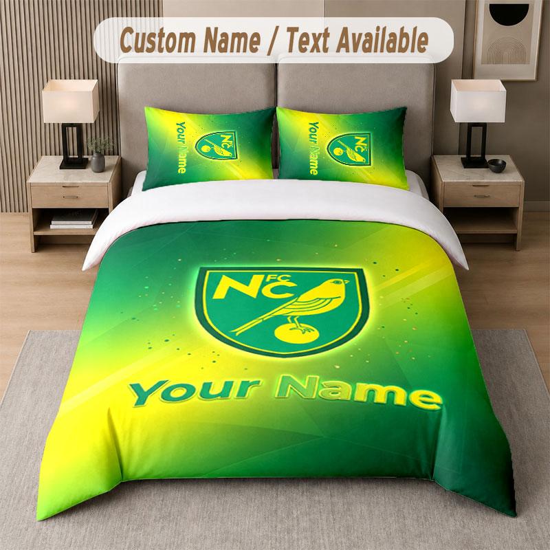 Maßgeschneidertes Bettwäsche-Set Norwich City Muster, Druck Name Text 1 Bettbezug plus 2 Kissenbezüge Heimtextilien