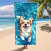 Süßes Cartoon-Muster Hund Strandtuch, Groß Weich Saugfähig Leicht für Strand Dusche
