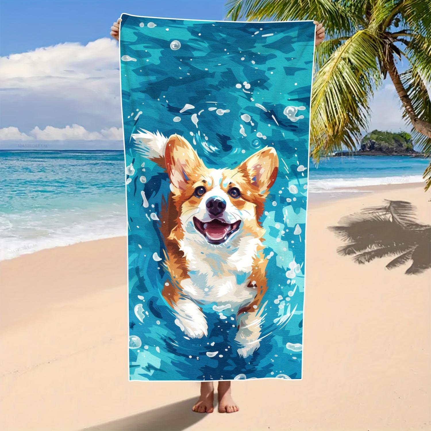 

Cute Cartoon Pattern Dog Beach Towel, Large Soft Absorbent Lightweight for Beach Shower W40*H60(CM)