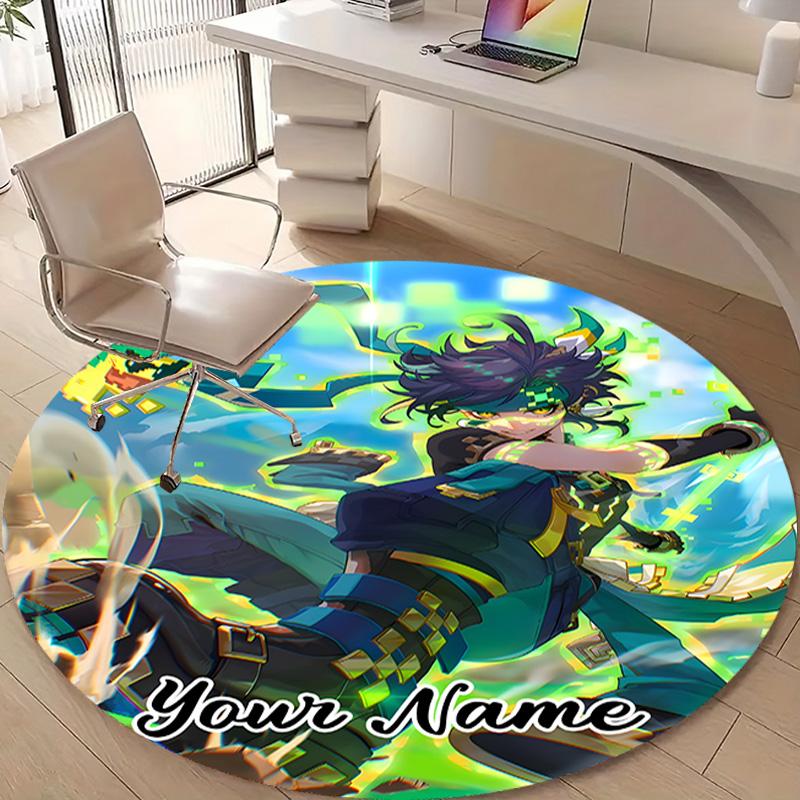 Personalized Genshin Impact Round Chair Office Rug - Perfect for Mat, Office Chair & More - Ideal Gift for Birthdays and Holidays