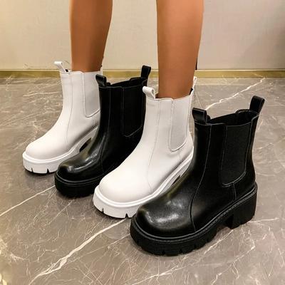 Fashion Fashion Round Toe Boots Women 2024 Autumn Winter New Style Women's Platform Boots Casual and Comfortable Short Chelsea Boots