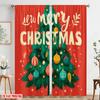 2pcs,2D plane printing Curtains Preety Christmas Tree Durable Polyester (without rod) Holiday Perfect for Living Room & Office