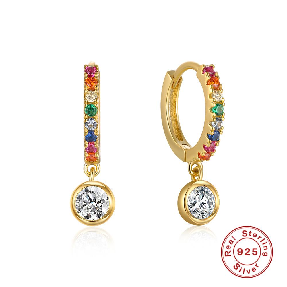 Luxury Diamond Set S925 Sterling Silver Classic Versatile Four-Claw Gemstone Earrings Earrings Earrings