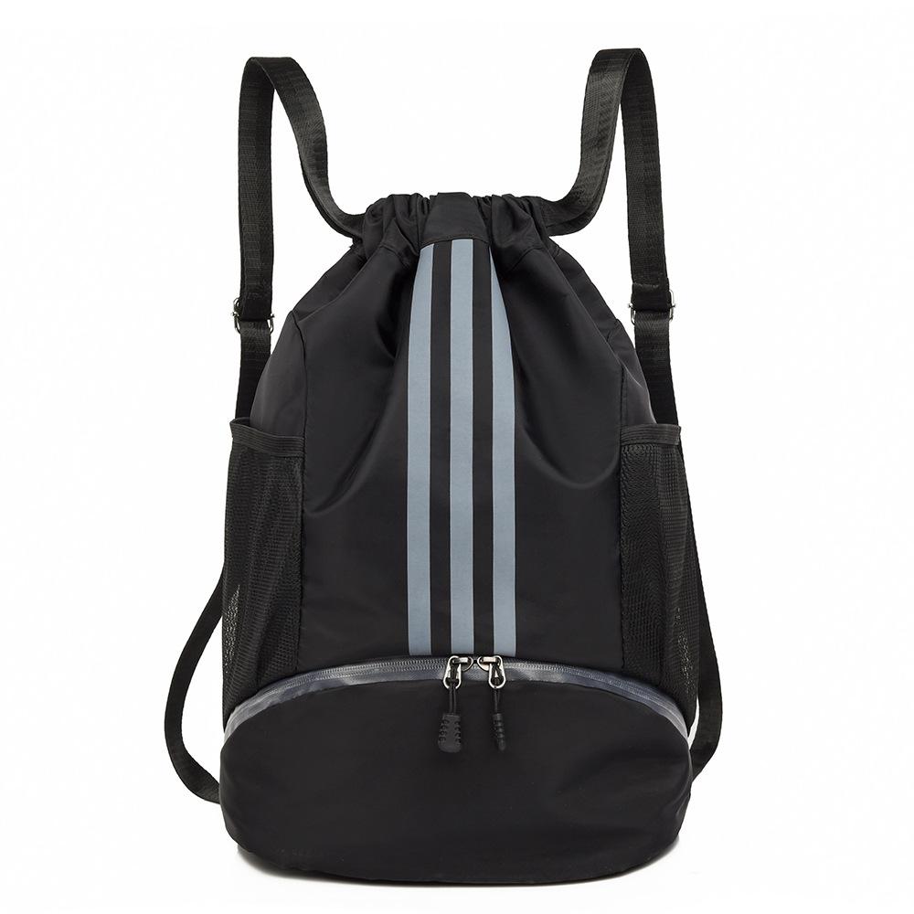 

Повсякденна смугаста спортивна сумка для спортзалу з контрастними вставками, сумка-мішок для зберігання баскетбольного м яча, проста дорожня сумка чорний