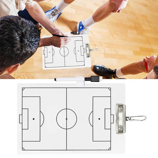 1 Set Soccer Dry Erase Coaching Scoreboard with Erasable Pen & Pen Holder Professional Double-sided for Coaches Football Referee