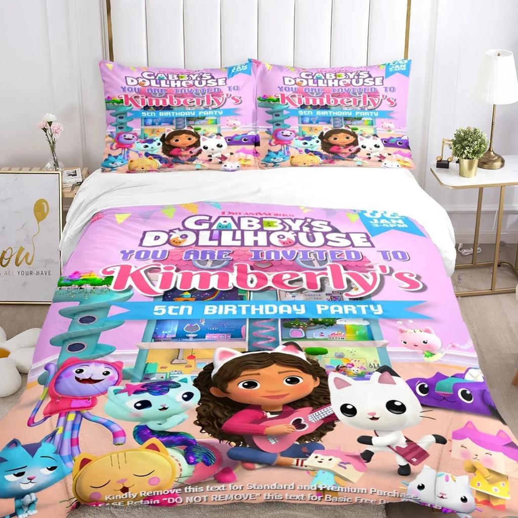 Gabby's dollhouse Kawaii 3D NEW Duvet Cover Pillowcase Bedding Set Adult Girl Bedroom Decoration Children Single Double Large