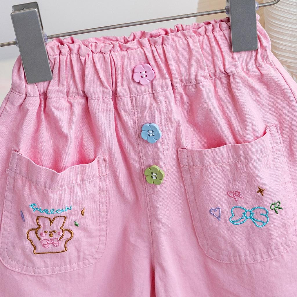 Girls' Summer Shorts Children's Cartoon Printed Outerwear Fashionable and Versatile Casual Pants
