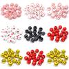 20Pcs 16mm Natural Wood Beads Colorful Stripe Heart  Printing Large Hole Round Beads DIY Craft Bracelet Kid's Toy  Accessories