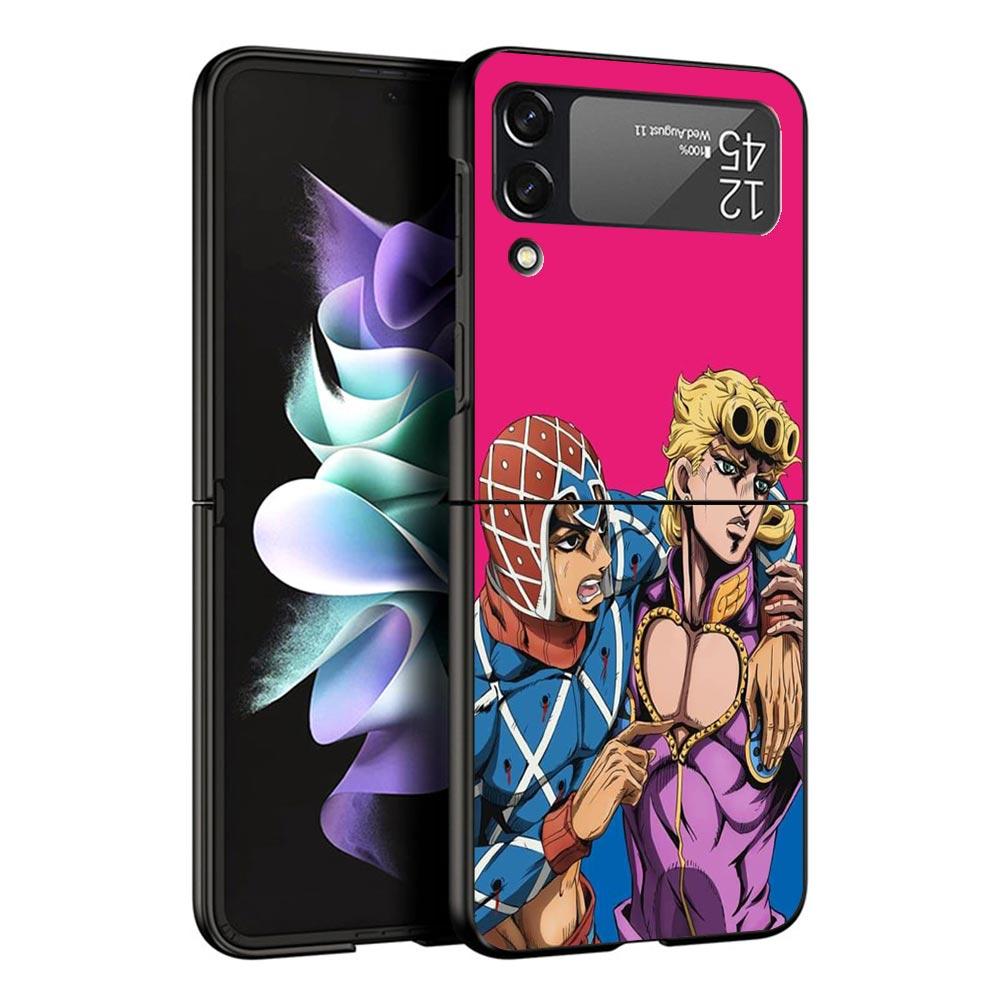 JoJo Adventure Giorno Giovanna Black Phone Case For Samsung ZFlip7 ZFlip6 ZFlip5 ZFlip4 ZFlip3 5G Hard Protective Galaxy Z Flip