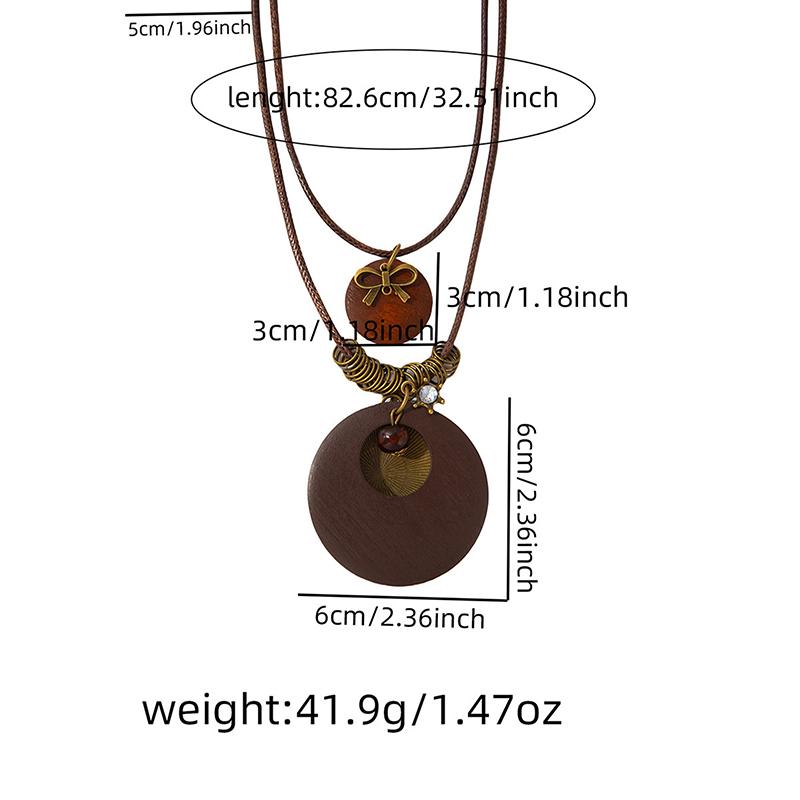 Resin Round Hollow Pendant Necklaces For Women Trendy Black Leather Rope Long Sweater Chain Necklaces Party Jewelry