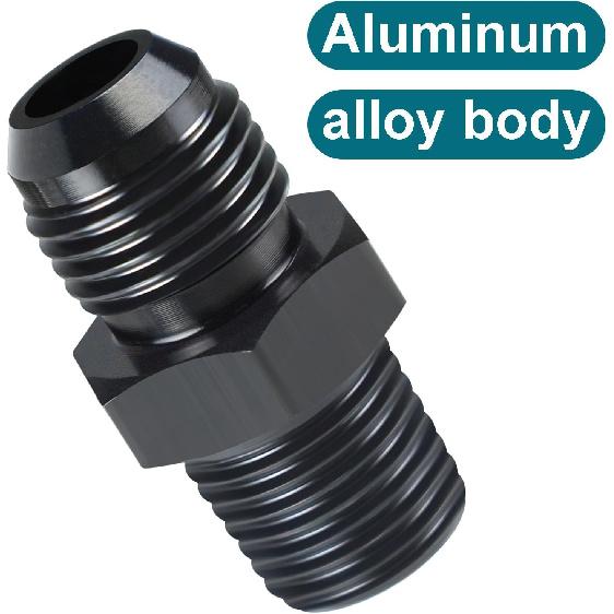 6AN Male Flare To 1/4 NPT Fitting, 2PCS 6AN Straight Fittings Aluminum | Hose Pipe Fitting Adapter Aluminum Alloy (Black) SDZONGES