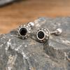 Vnox Gothic Black Zircon Stone Earrings for Men Women, Five Ponited Stars surrounding Stud Earrings, Unisex Brincos