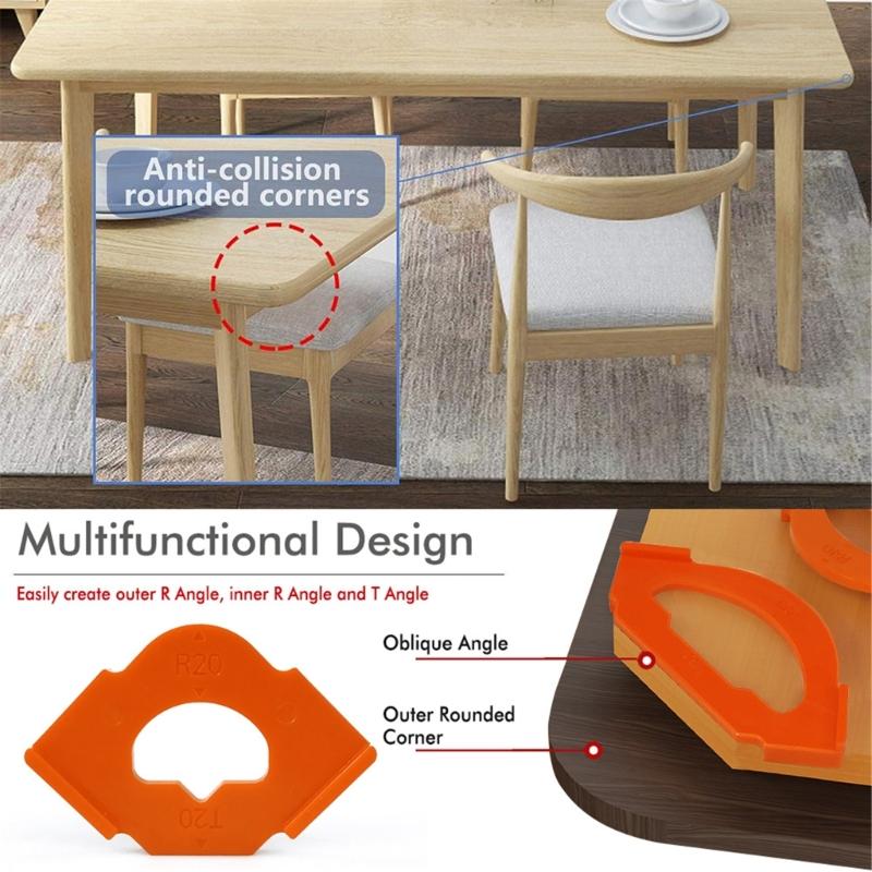 4Piece Woodworking Quick Locator Set for Precise R Angle and Radius Templates Routing Half Round Positioning Jigs Tools