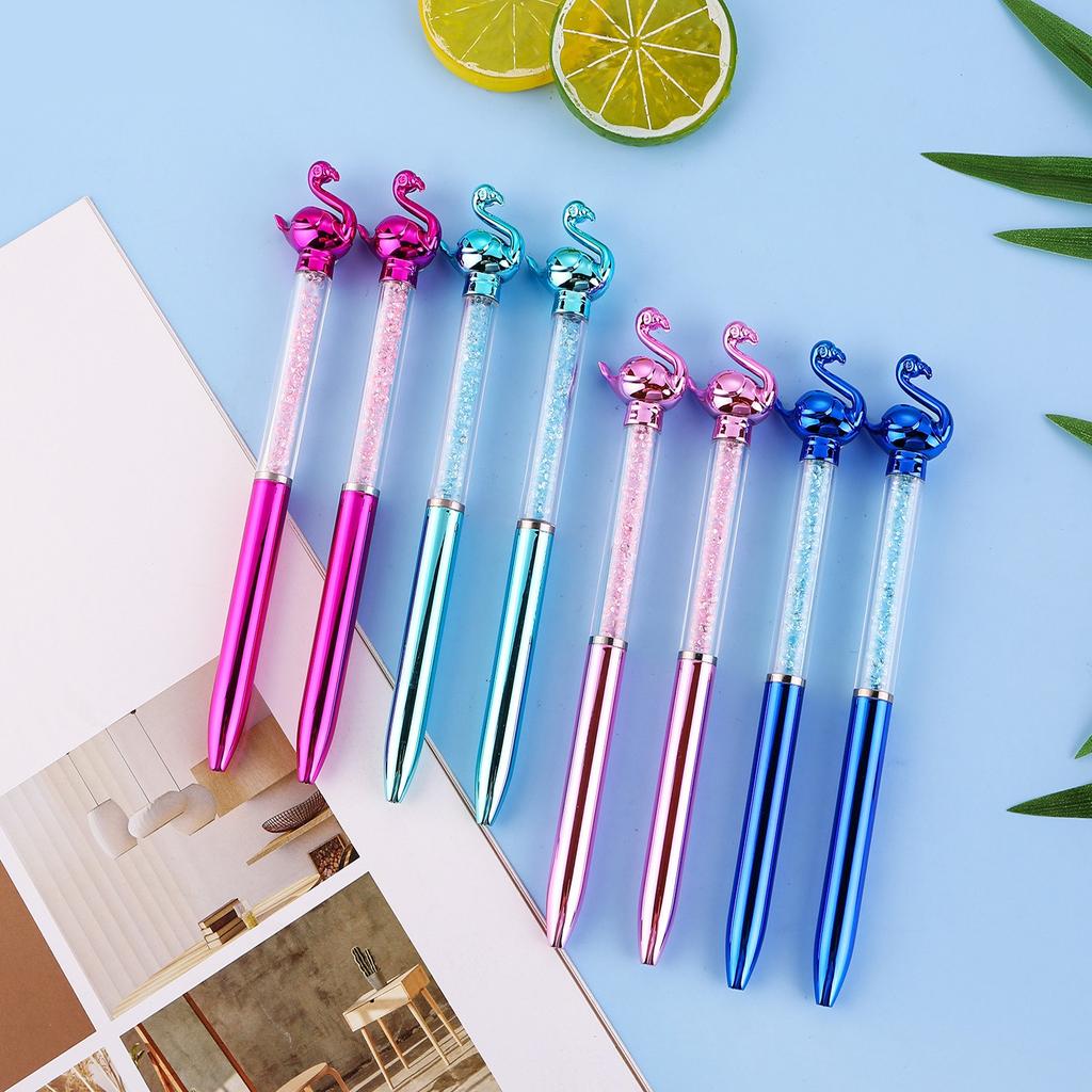 1Pc  Colored Metal Flamingo Pen 0.5mm Quick Drying Without Touching Hands Suitable for Office W, Diaries, and Student Classroom Prizes Back To School