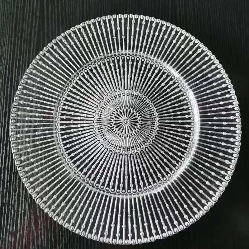 

13-дюймовая пунктирная линия из стекла и металла прозрачная золотая пластина декоративная тарелка дисплей декоративный поднос