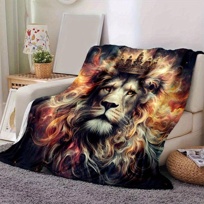 

1pc Lion s Crown Amidst Celestial Flames Blanket Seasonal Universal Home Decorative Throw, Living Room, Travel, Camping, Car Blankets 80x120cm