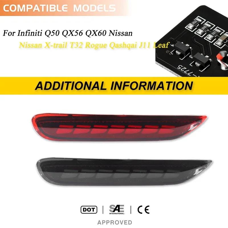 For Nissan X-trail T32 Rogue Qashqai J11 Leaf Pathfinder For Infiniti Q50 QX60 JX35 LED Rear Bumper Reflector Lights Tail Lamps