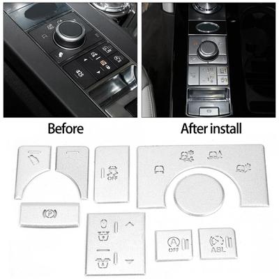 9PCS Legering Interieur Middenconsole Modus Knop Sticker voor Land Rover Range Rover Sport 2014 2015 2016 2017 auto
