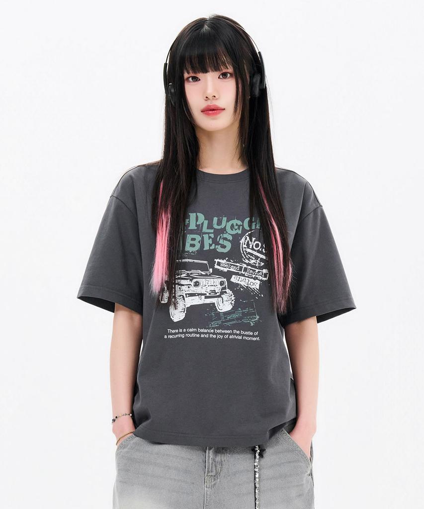 CHASECULT Unisex Vintage Graphic Short Sleeve T-Shirt-Fbru5817D0L