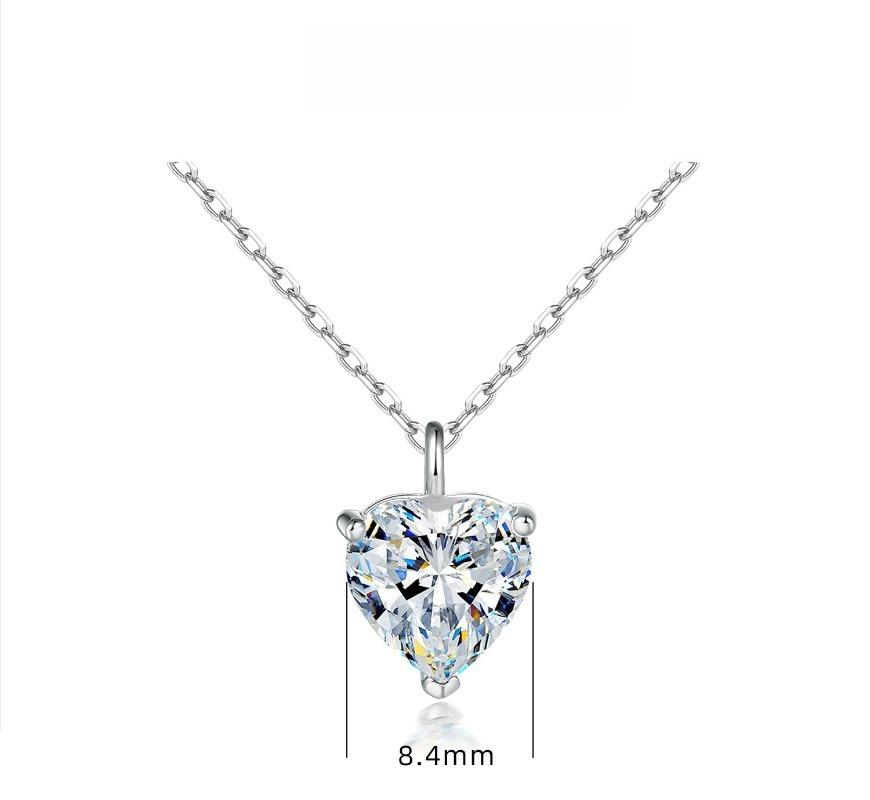 S925 Sterling Silver Love Heart Pendant European and American Simple Heart Zircon Necklace Women's High Sense