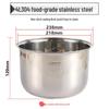 Pentola interna per cuociriso in acciaio inossidabile 304 per uso alimentare (2L/3L/4L/5L) - Addensato e Senza Rivestimento