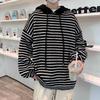 Unisex Striped Hooded Cardigan: Retro Streetwear, Autumn/Winter Cozy Casual Loose Knit for Teens