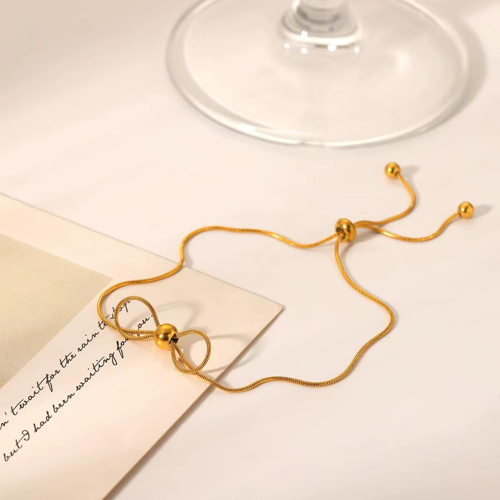 316L Stainless Steel Adjustable Bowknot Beads Bracelet Women SimpleSweet  Set Gifts