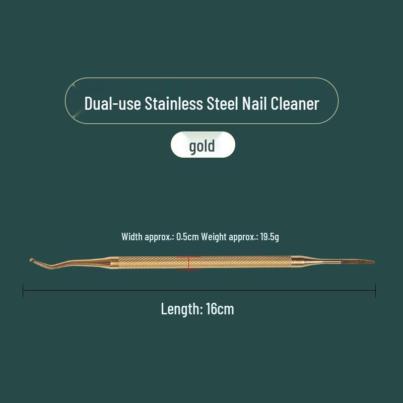 Stainless Steel Double-Ended Nail Cleaner: Nail File, Cuticle Spoon, Ingrown Nail Repair, Polishing & Cleaning Tool for Nails and Toenails.
