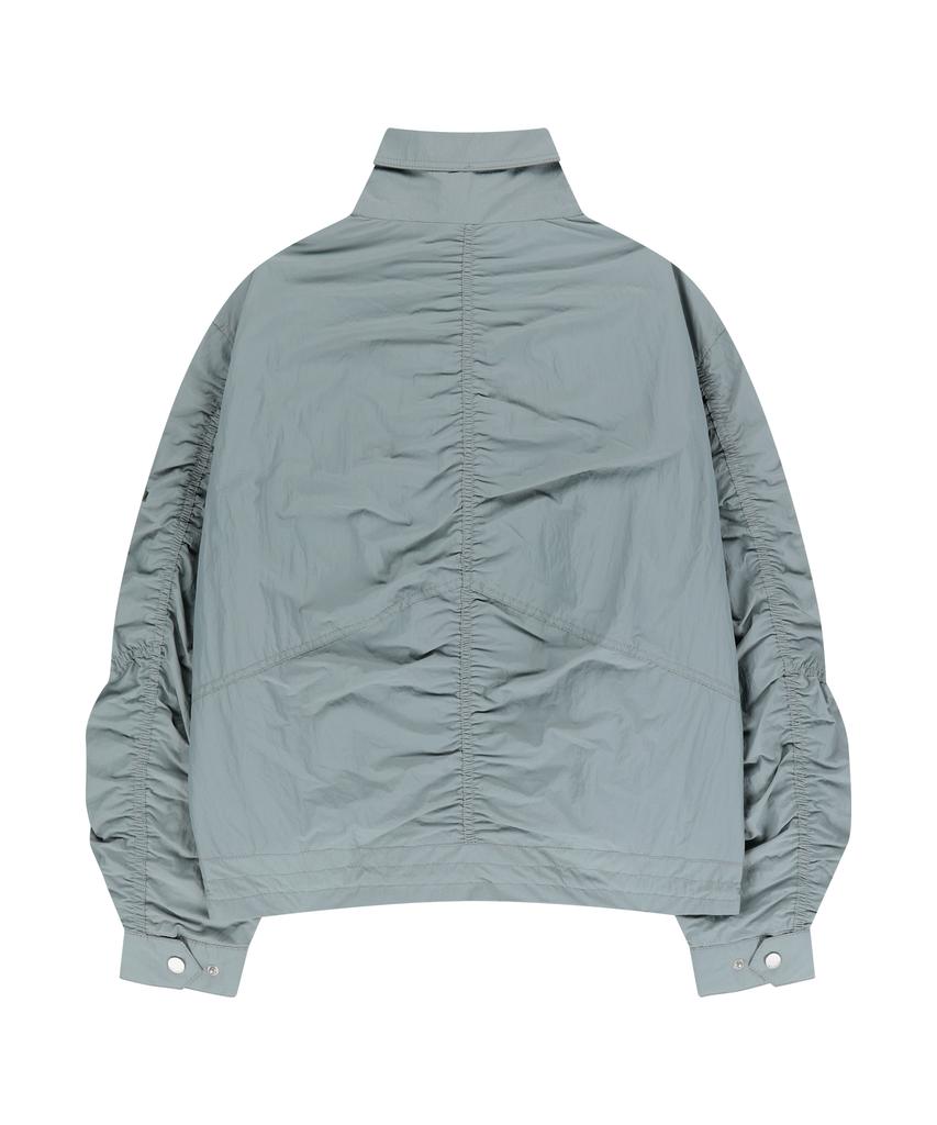 Ungimmick Shirred Nylon Windbreaker Jacket (Ash Gray)