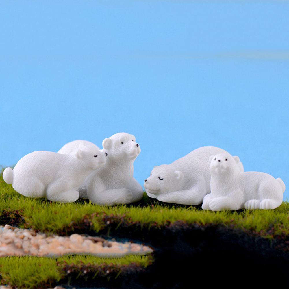 1 PC Mini Fairy Garden Model Animal  Polar Bear Figurines Simulation White Bear Miniatures