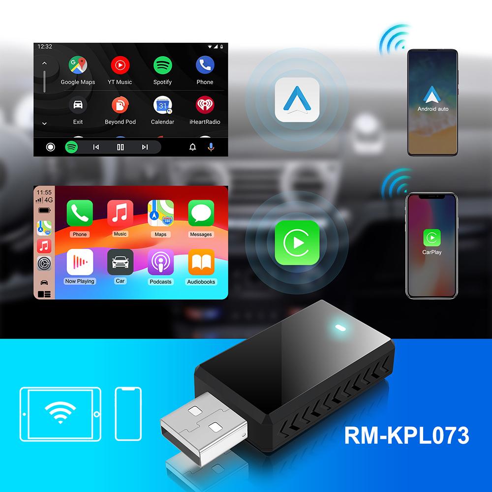 2in1 Wireless Carplay Adapter Android Auto Smart Dongle Mini Box Plug And Play For Volvo Benz Cadillac Jeep Lexus Buick VW