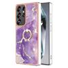 For Samsung Galaxy S25 Ultra Case with Ring Kickstand Marble Pattern Electroplating TPU Back Cover