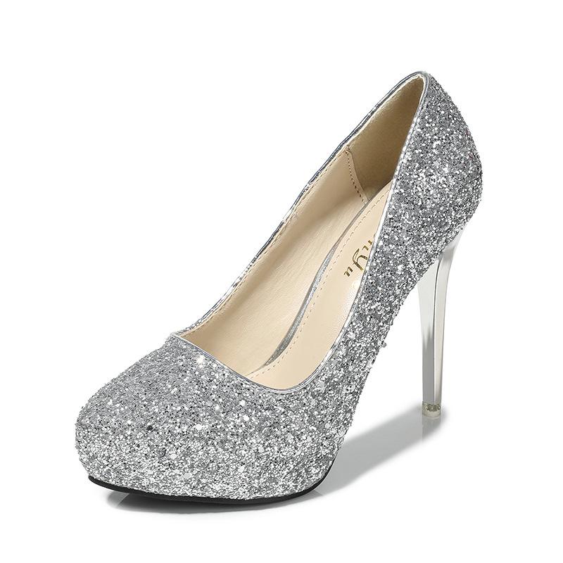 Love fish new stiletto waterproof table pointed head shallow mouth single shoes sexy sequins work dating