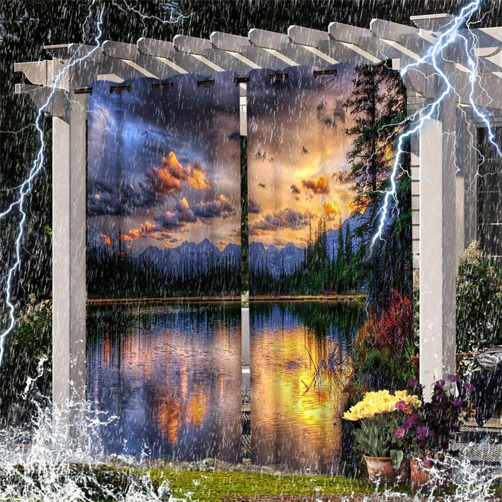 Perdea impermeabilă de exterior cu imprimare digitală peisaj Draperie Ușă glisantă Foyer Pergola Verandă Dimensiuni Perdele fabricate din poliester