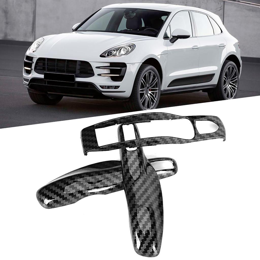 3pcs/set Carbon Fiber Style Car Key Trim Cover Fit for Porsche Cayman/Macan/Boxster